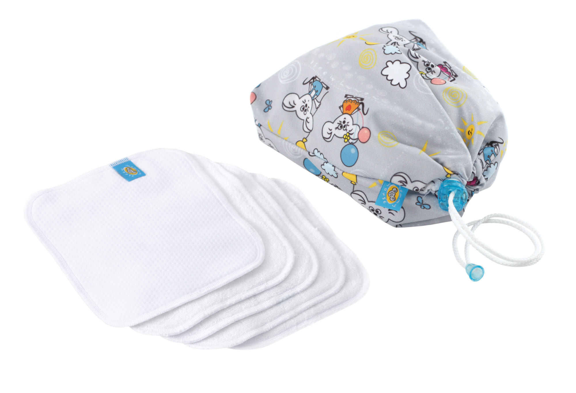 BALONIK_woreczek-b Reusable Wipe Pouch + 5pcs Reusable Wipes (BALLOON) - COMBINED SET