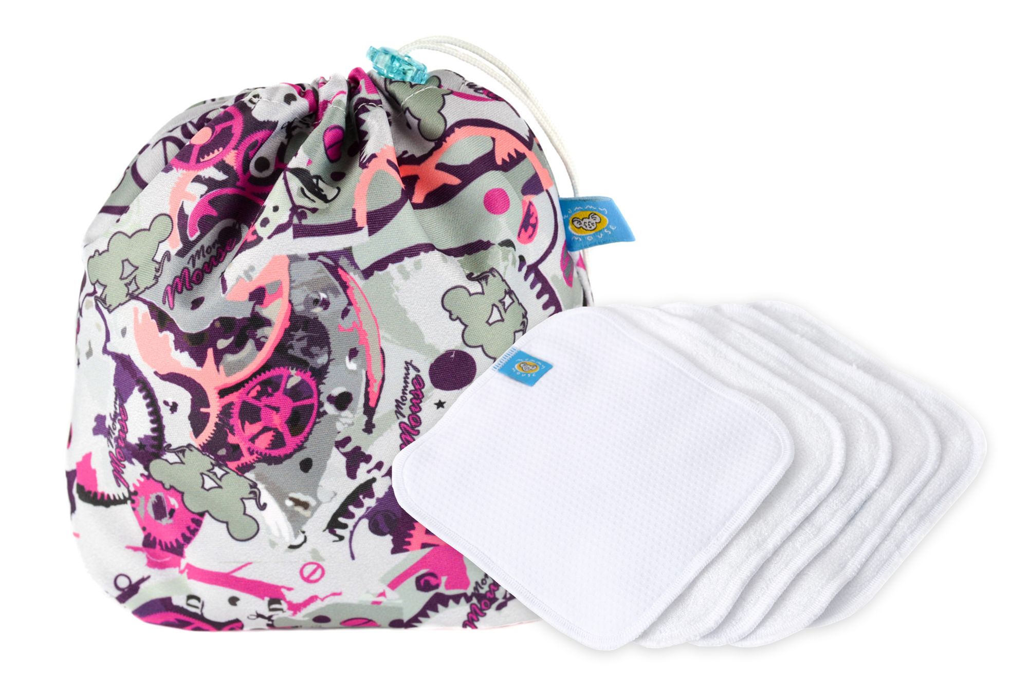 mommy-mouse001 Reusable Wipe Pouch + 5pcs Reusable Wipes (WINTER MOUSE) - COMBINED SET